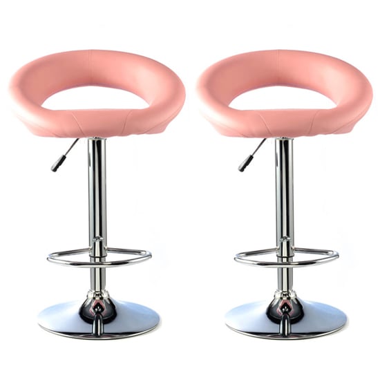 Photo of Makamae pink pu leather bar stool in a pair