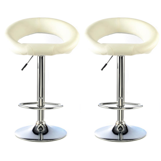 Photo of Makamae white pu leather bar stool in a pair