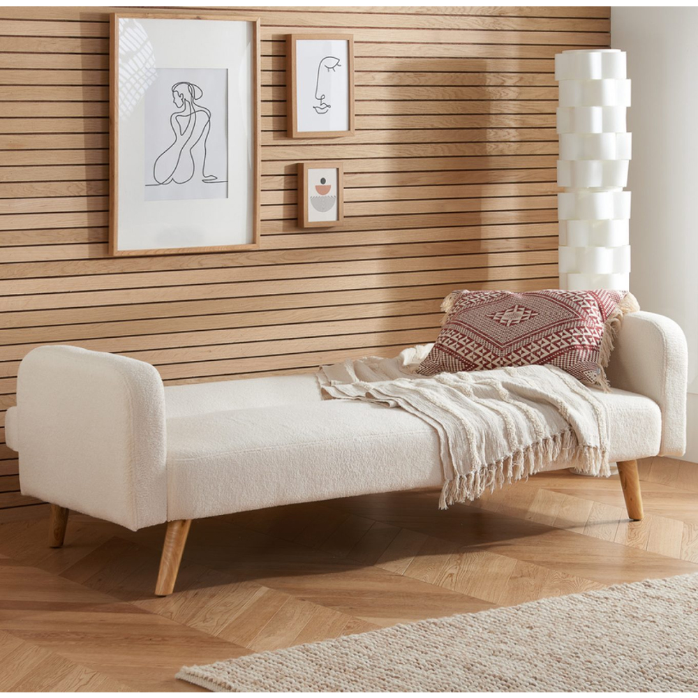 Makawao Fabric Sofa Bed With Oak Legs In White