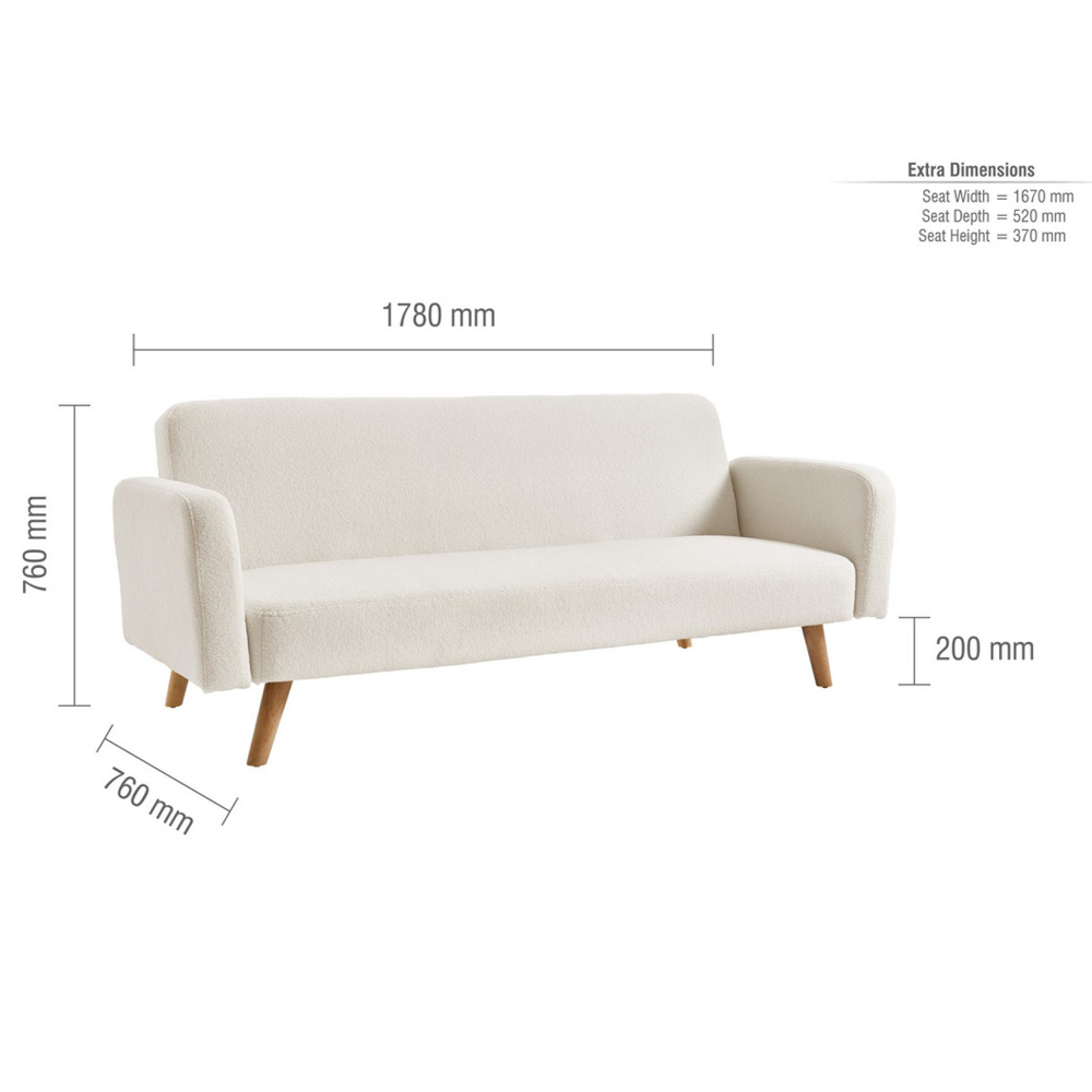 Makawao Fabric Sofa Bed With Oak Legs In White