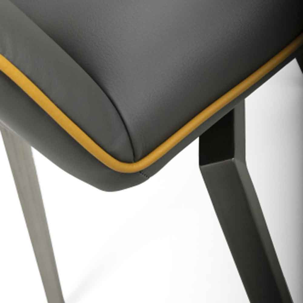 Mosul Grey Leather Dining Chairs With Steel Legs In Pair