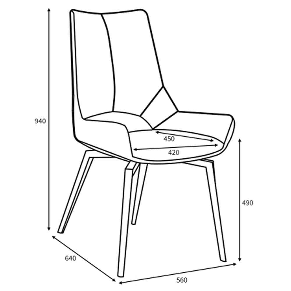 Mosul Grey Leather Dining Chairs With Steel Legs In Pair
