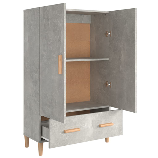 Makula Wooden Highboard With 2 Door 1 Drawer In Concrete Effect