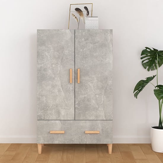 Product photograph of Makula Wooden Highboard With 2 Door 1 Drawer In Concrete Effect from Furniture in Fashion