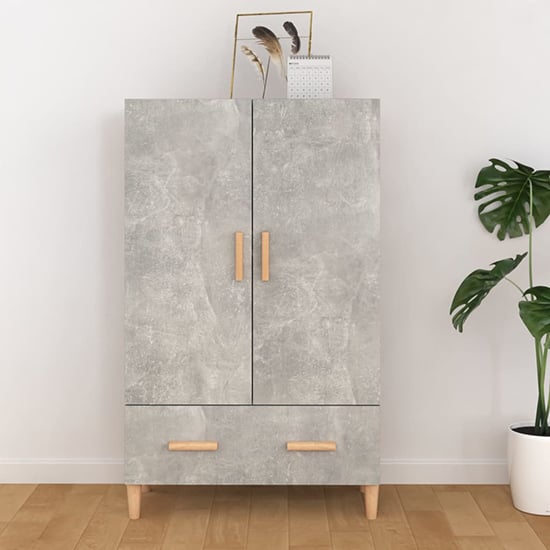 Makula Wooden Highboard With 2 Door 1 Drawer In Concrete Effect