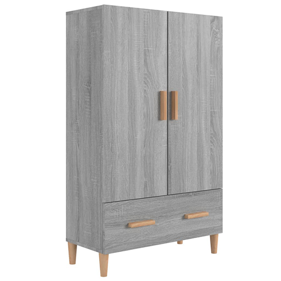 Makula Wooden Highboard With 2 Door 1 Drawer In Grey Sonoma Oak
