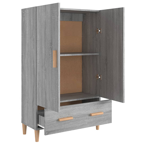 Makula Wooden Highboard With 2 Door 1 Drawer In Grey Sonoma Oak