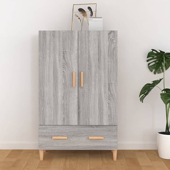 Photo of Makula wooden highboard with 2 door 1 drawer in grey sonoma oak