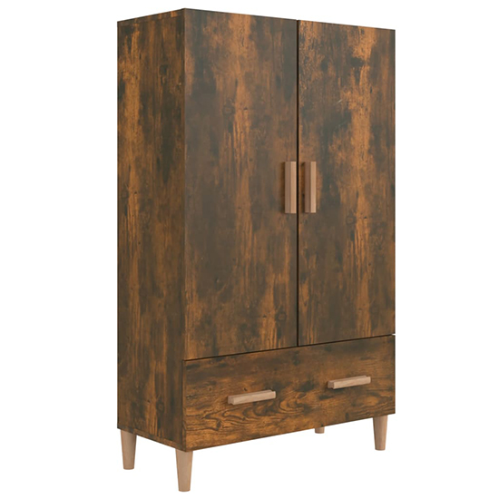 Makula Wooden Highboard With 2 Doors 1 Drawer In Smoked Oak