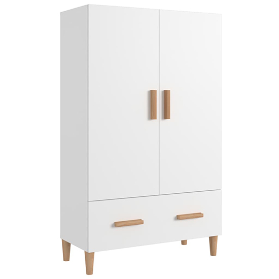Makula Wooden Highboard With 2 Doors 1 Drawer In White