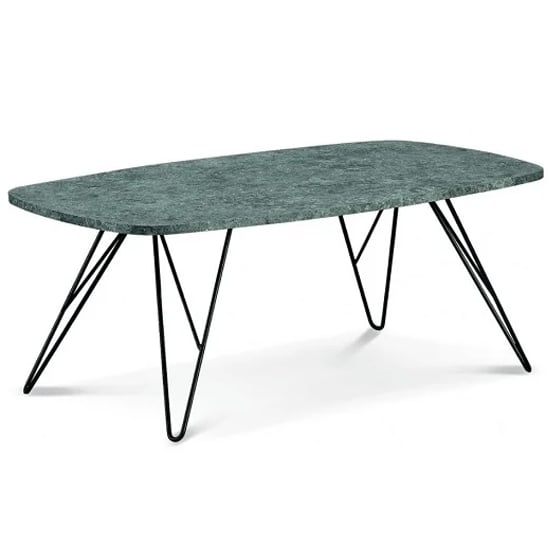 Read more about Makya wooden coffee table with black metal legs in stone effect
