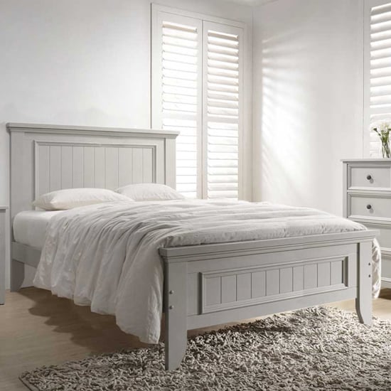 Photo of Mala panelled wooden double bed in clay