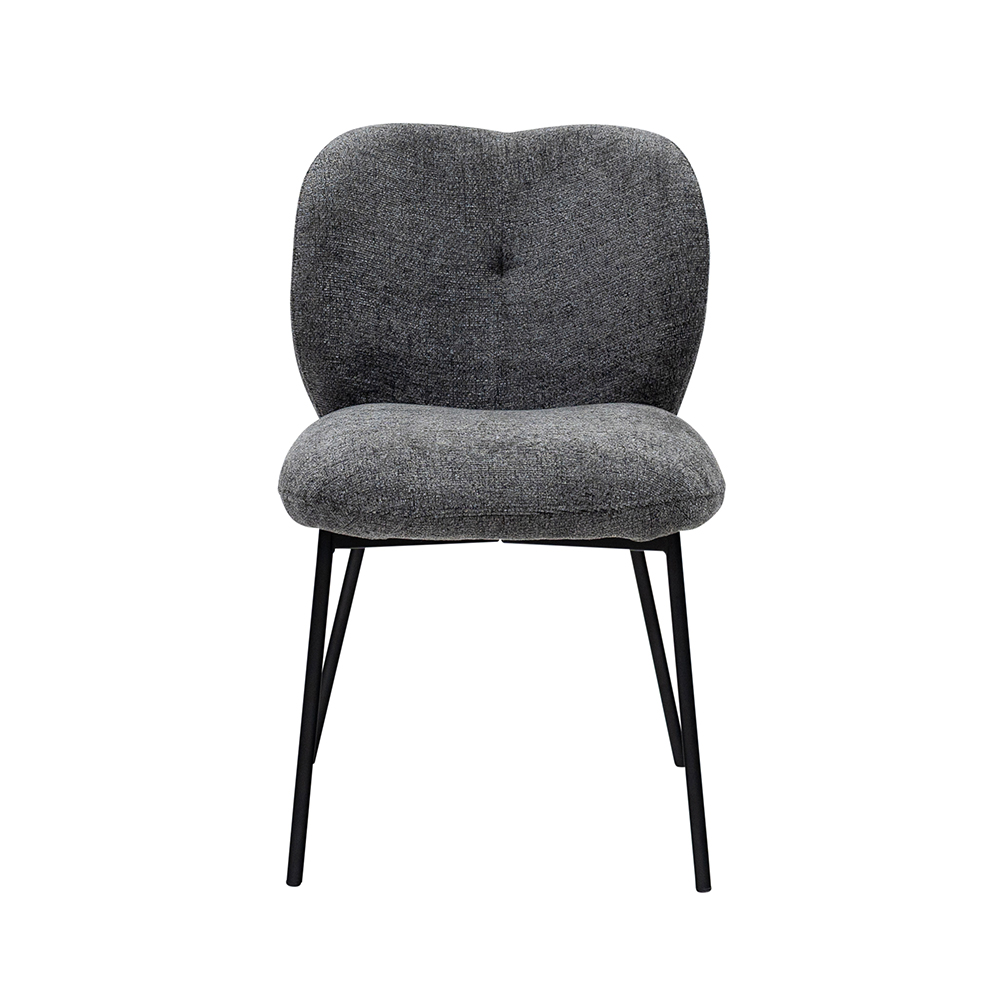 Malaga Charcoal Fabric Dining Chairs with Black Legs in Pair