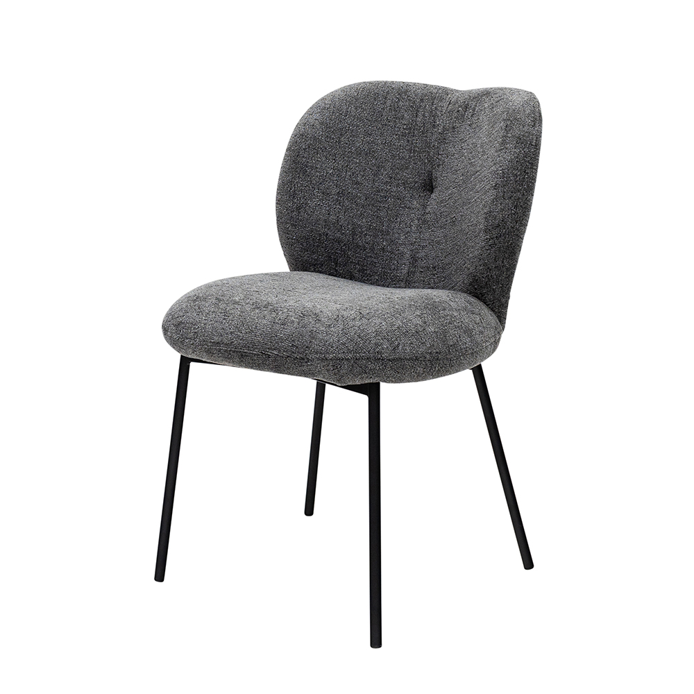 Malaga Charcoal Fabric Dining Chairs with Black Legs in Pair