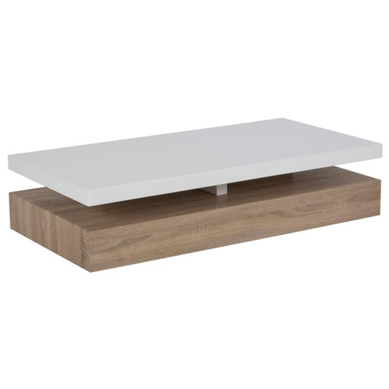 Malakot High Gloss Coffee Table In White And Sonoma Oak_2