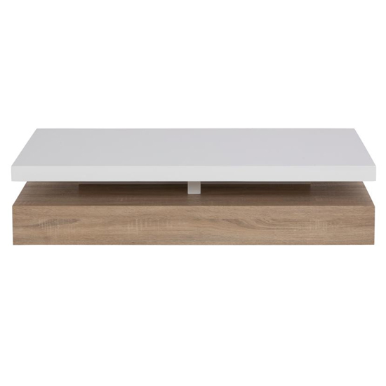 Malakot High Gloss Coffee Table In White And Sonoma Oak_3