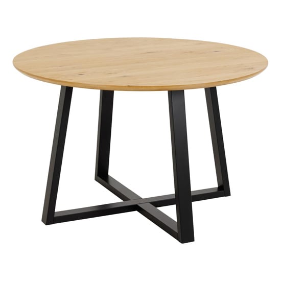 Product photograph of Malang Wooden Dining Table Round In Oak With Black Legs from Furniture in Fashion