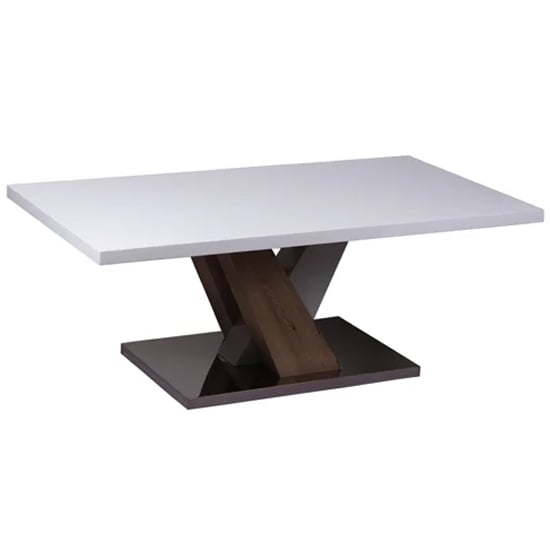 Product photograph of Malaya White High Gloss Coffee Table With Natural Base from Furniture in Fashion