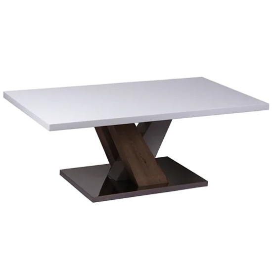 Read more about Malaya white high gloss coffee table with natural base