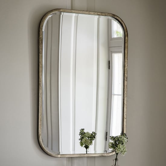 Product photograph of Malcolm Rectangular Wall Mirror In Distressed Champagne Frame from Furniture in Fashion