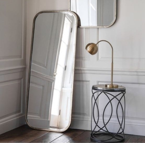 Malcolm Leaner Rectangular Floor Mirror With Metal Frame Furniture in
