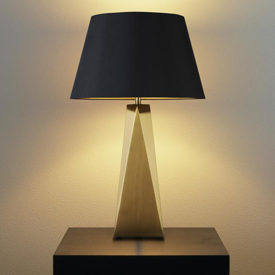 Photo of Maldon black shade table lamp with gold metal base