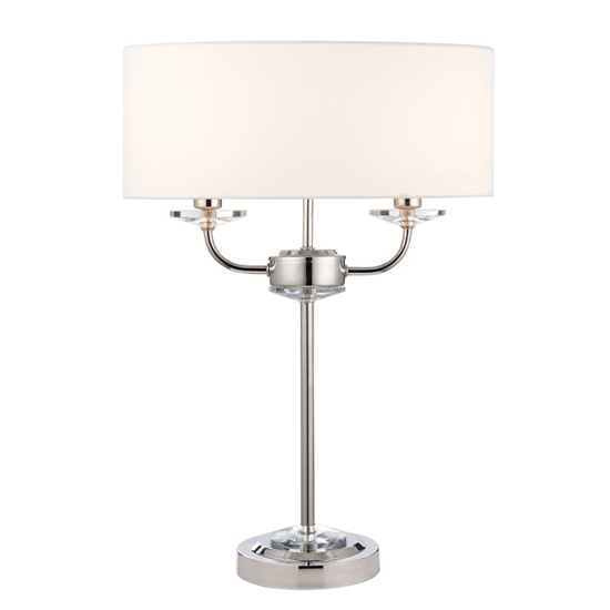 Maldon Glass Table Lamp In Bright Nickel