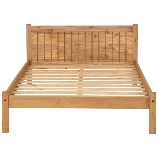 Malia Wooden Double Bed In Distressed Waxed Pine