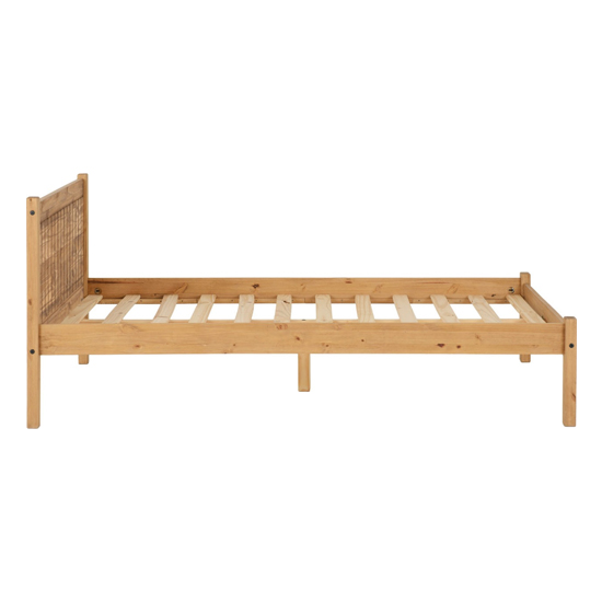 Malia Wooden Double Bed In Distressed Waxed Pine