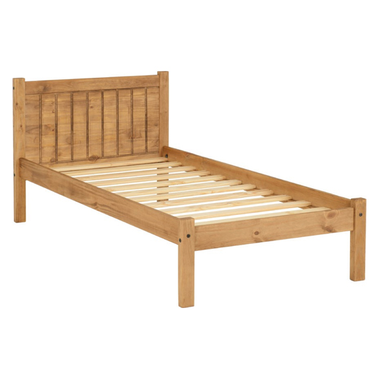 Malia Wooden Single Bed In Distressed Waxed Pine