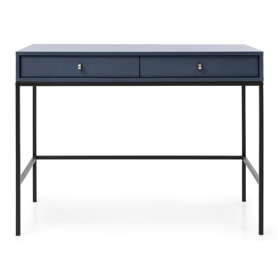 Malibu Wooden Computer Desk With 2 Drawers In Navy
