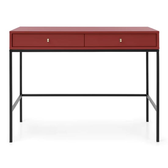 Photo of Malibu wooden computer desk with 2 drawers in red