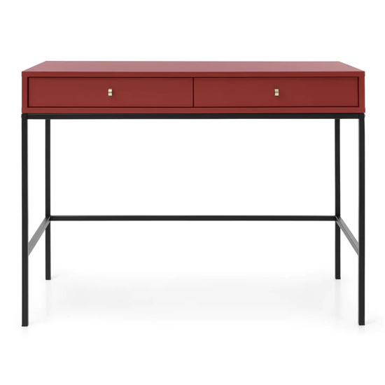 Malibu Wooden Computer Desk With 2 Drawers In Red