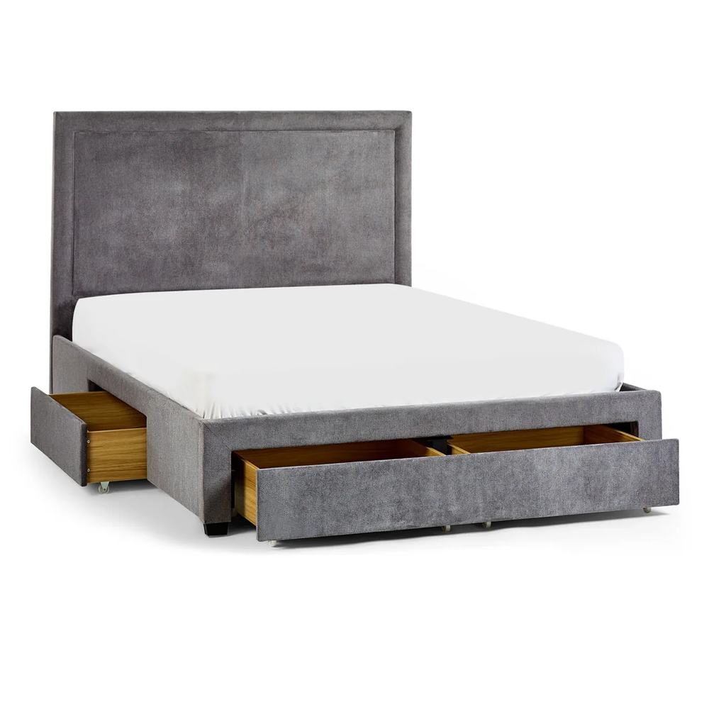 Malibu Fabric Super King Size Bed With 4 Drawers - Grey
