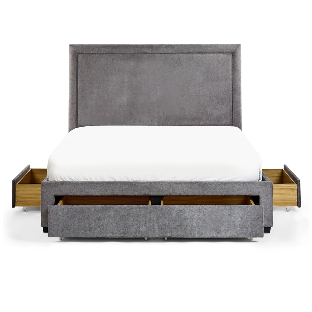 Malibu Fabric Super King Size Bed With 4 Drawers - Grey