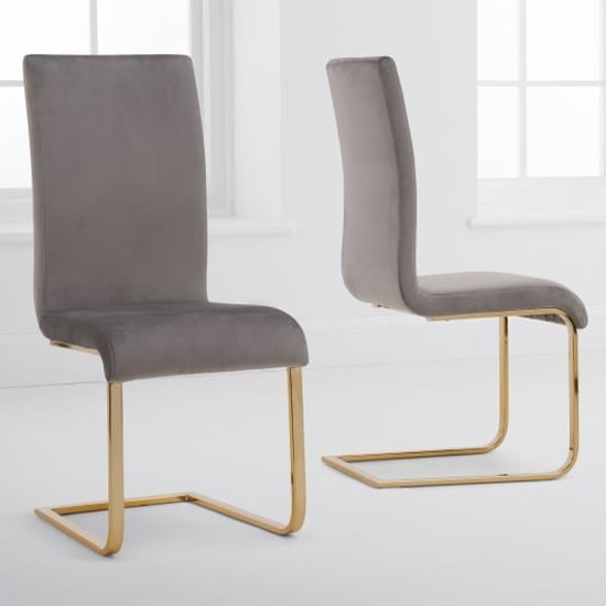 Malibo grey velvet dining chairs with gold leg in a pair £429.95 go