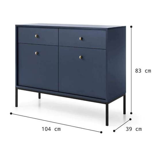Malibu Wooden Sideboard With 2 Doors 2 Drawers In Navy