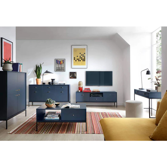 Malibu Wooden Sideboard With 2 Doors 2 Drawers In Navy
