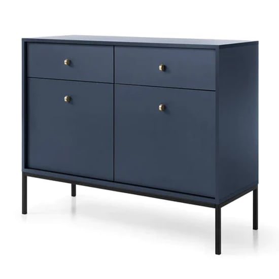 Product photograph of Malibu Wooden Sideboard With 2 Doors 2 Drawers In Navy from Furniture in Fashion