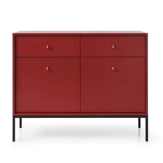 Product photograph of Malibu Wooden Sideboard With 2 Doors 2 Drawers In Red from Furniture in Fashion