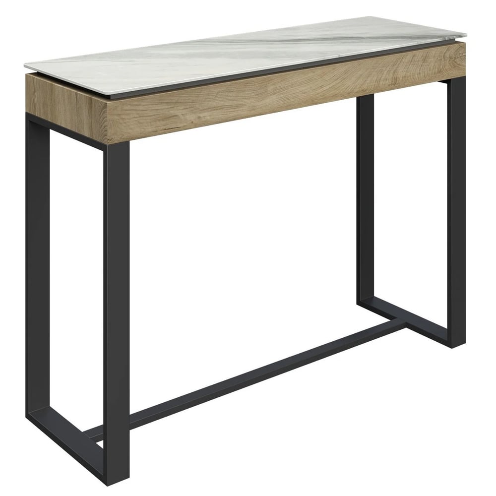 Malibu Sintered Ceramic Console Table With Grey Legs In White