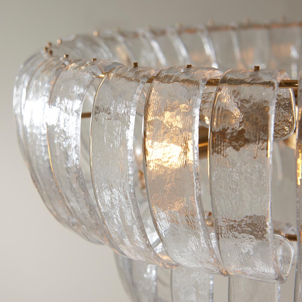 Malibu Textured Glass 3 Pendant Ceiling Light In Brushed Aged Brass