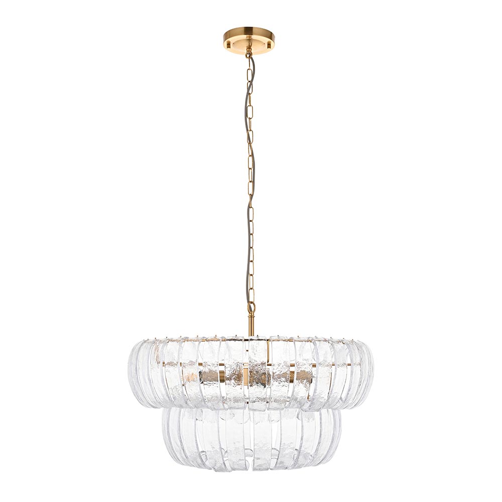 Malibu Textured Glass 3 Pendant Ceiling Light In Brushed Aged Brass