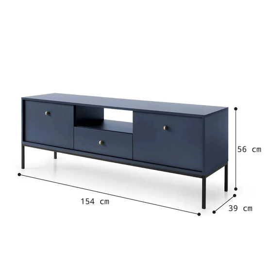 Malibu Wooden TV Stand With 2 Doors 1 Drawer In Navy