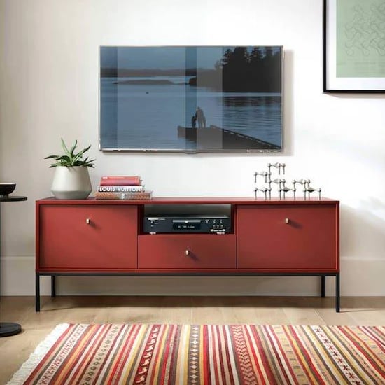 Product photograph of Malibu Wooden Tv Stand With 2 Doors 1 Drawer In Red from Furniture in Fashion