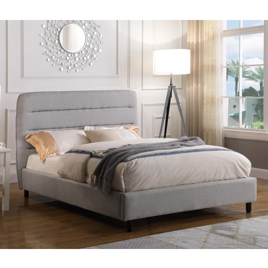 Read more about Maija velvet double bed in light grey