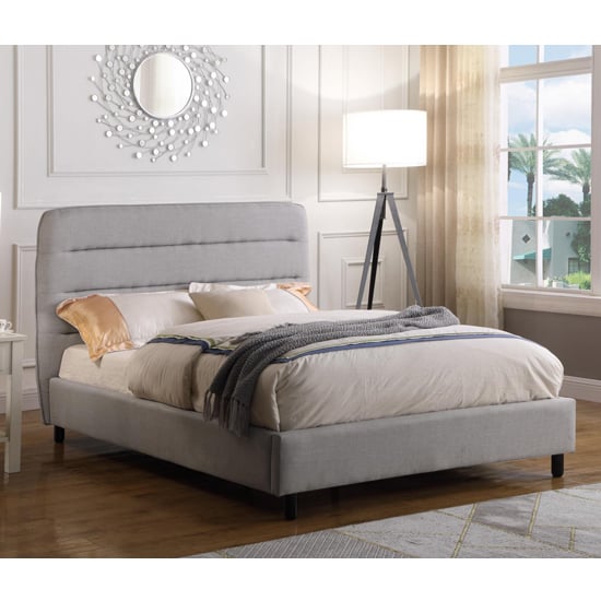 Read more about Maija velvet king size bed in light grey