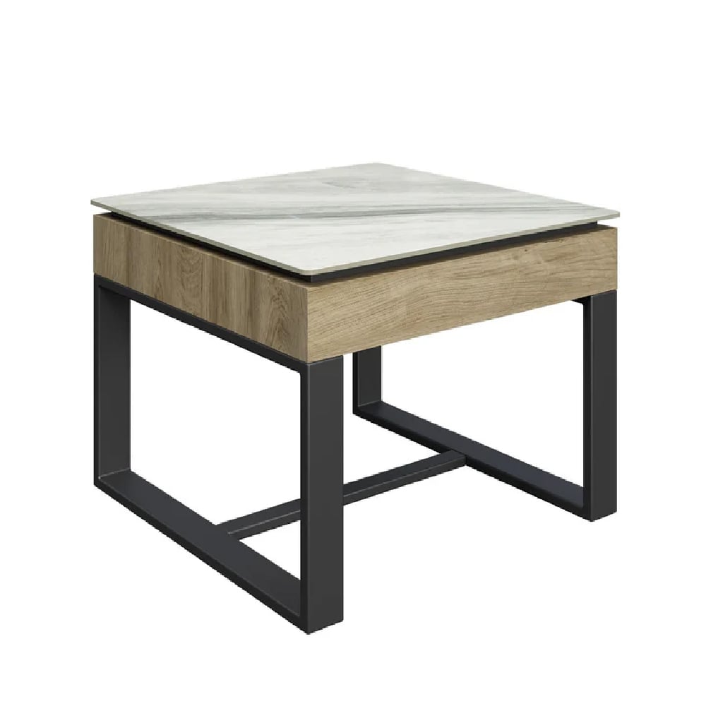 Read more about Malibu white ceramic top side table with grey legs