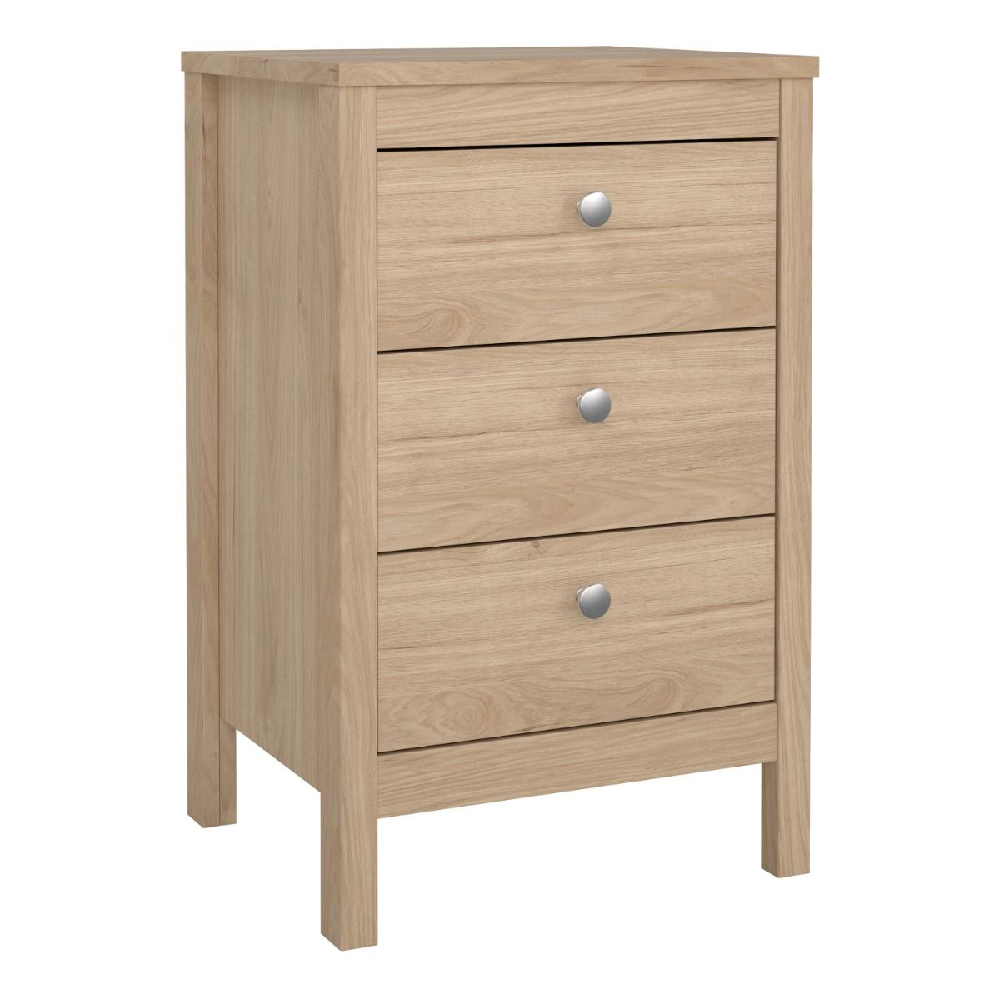 Malibu Wooden Bedside Cabinet With 3 Drawers In Oak