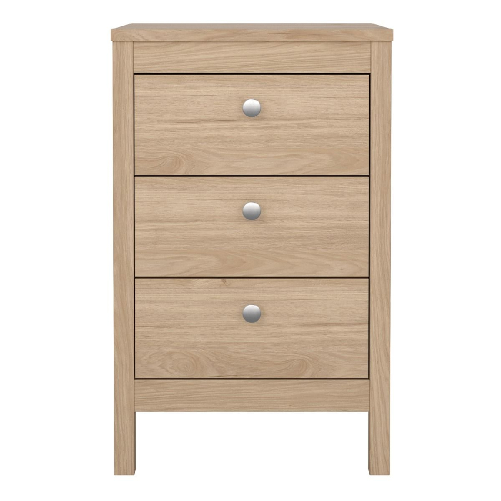 Malibu Wooden Bedside Cabinet With 3 Drawers In Oak